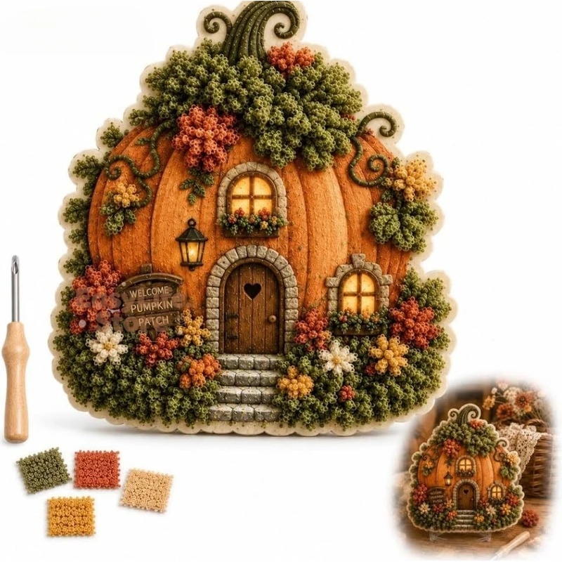 Textiles Sewing Techniques - Scherpe Zinige Dorps-3D-Stoffen-Poke-Art-Kit: Paddenstoelhuisje (Maanvlinder) |