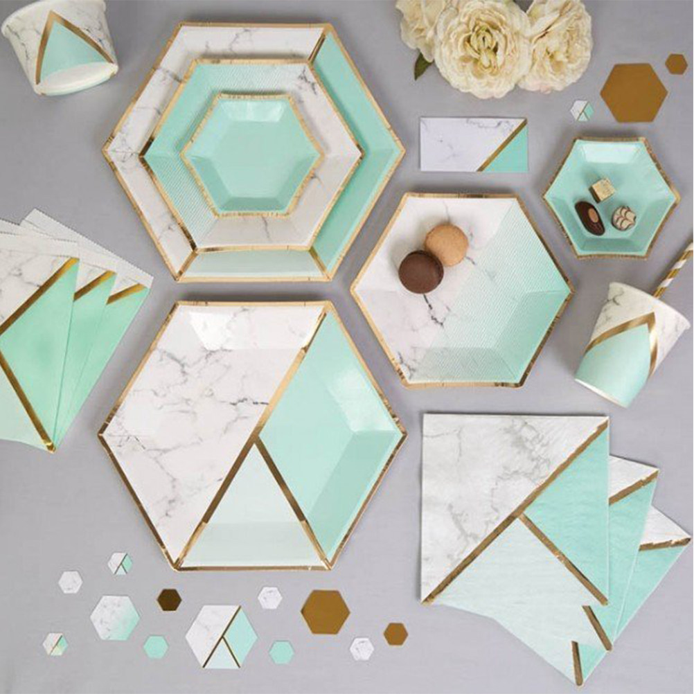 Pattern Tissue Paper - 16 stuks muntgroene papieren servetten met